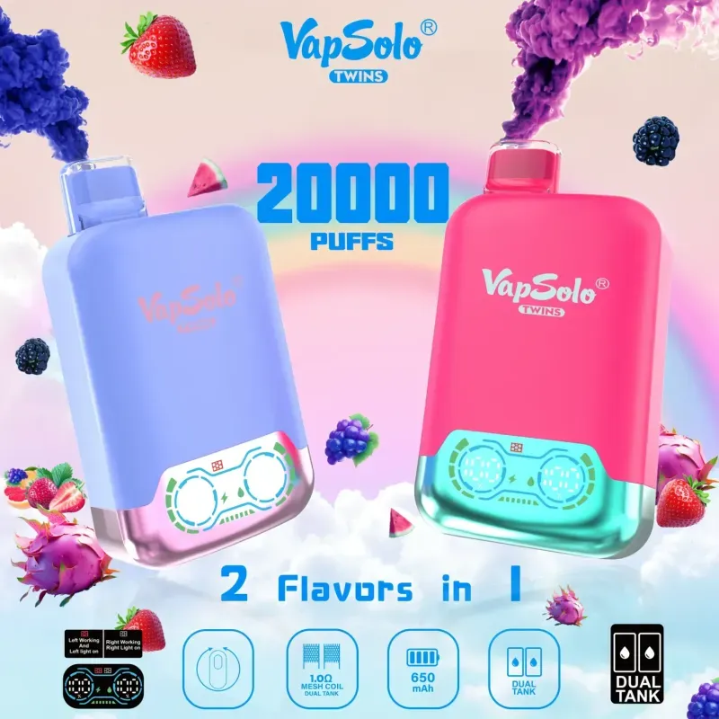 VapSolo Twins 20000 Puffs Dviejų skonių vienkartiniai garintuvai